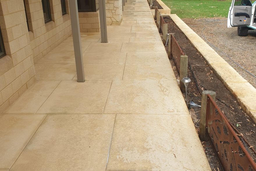 Before and after cleaning on liquid limestone: after