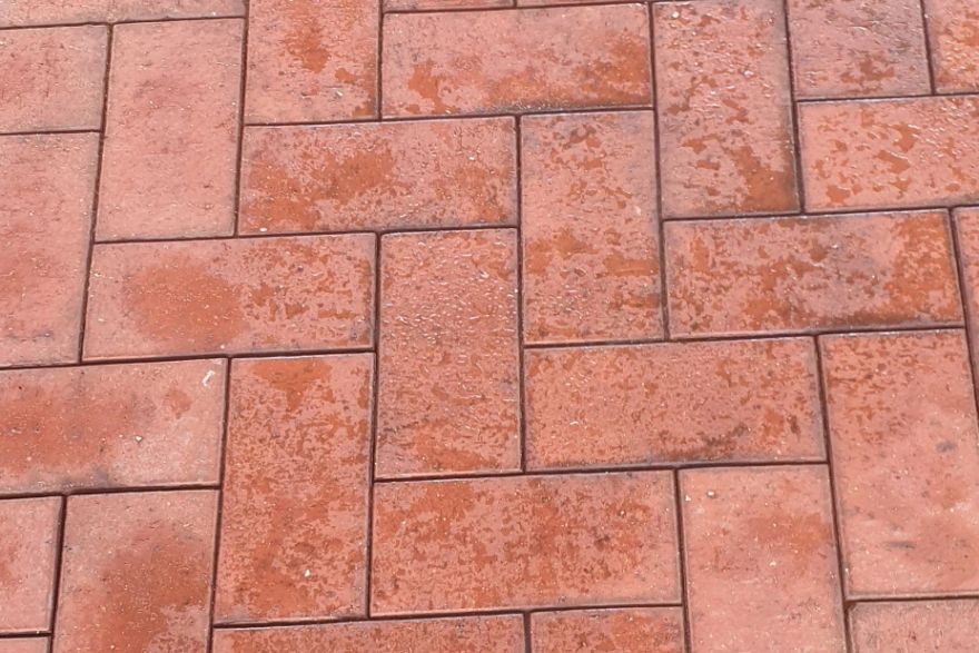 Before and after oil stains on brick pavers: after