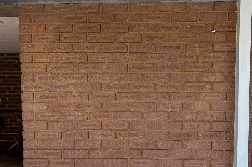 Brown brick wall: after