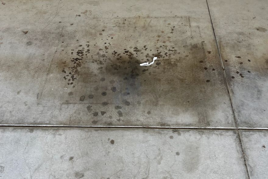 Oil stains on concrete: before