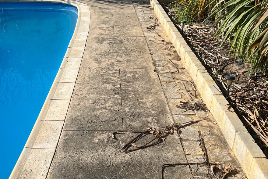 Pool surround cleaning: before