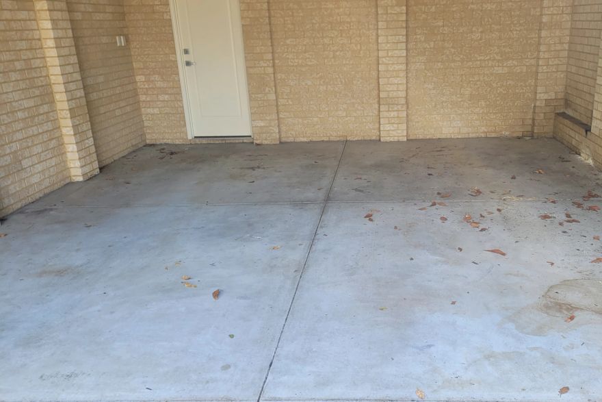 Carport floor cleaning: before