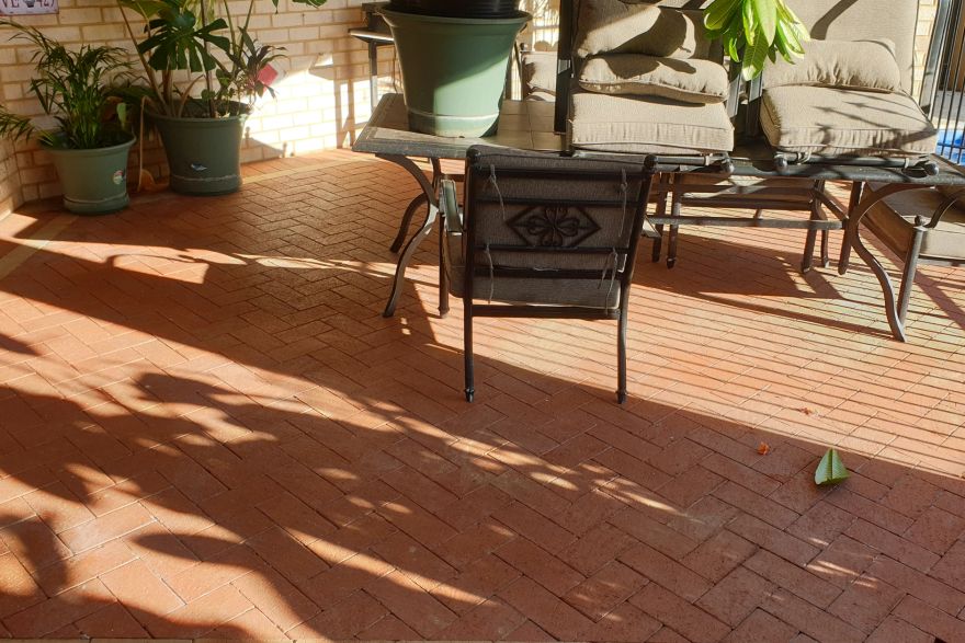 Paving under a patio: after