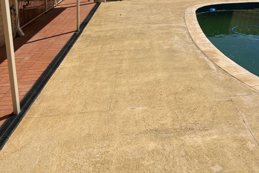 Liquid limestone around a pool: after