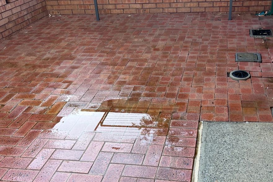 Red brick courtyard cleaning: after